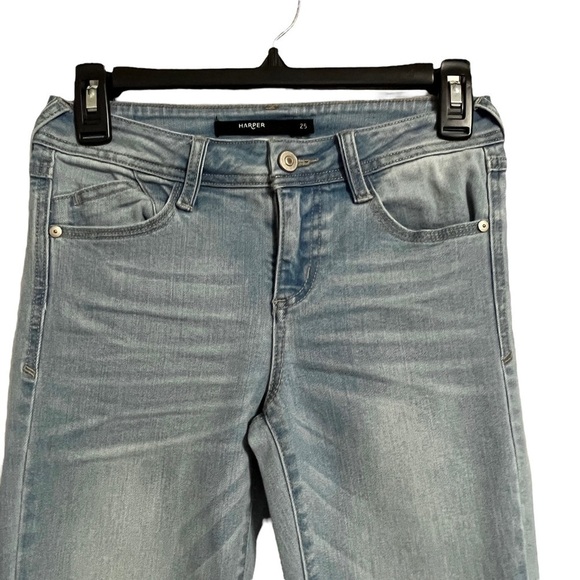 Harper Embroidered Skinny Ankle Released Frayed Hem Faded Jeans Size 25 - Picture 3 of 12